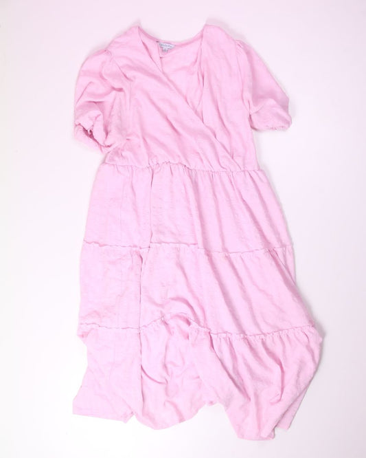 Pink Ophelia Roe Tiered Dress, 2X