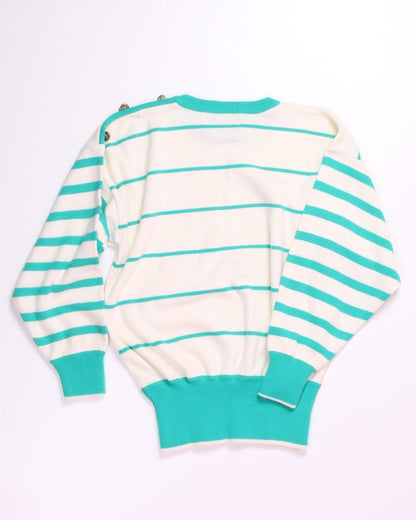 White/Teal Segue Sweater, M