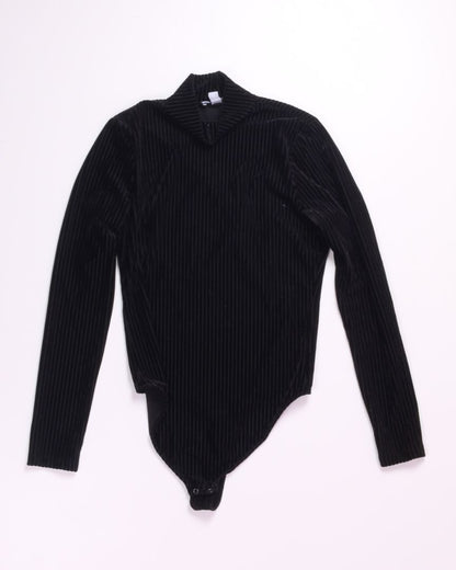 Black Cara Santana X Nine West Velour Bodysuit, S