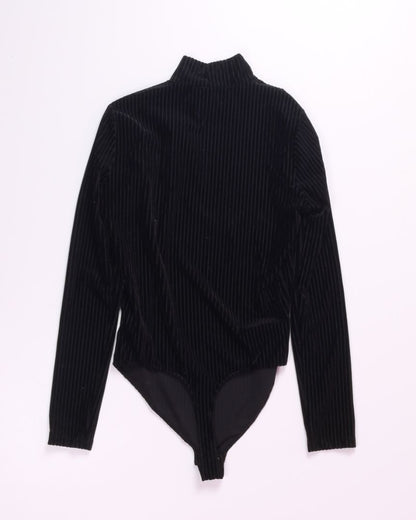 Black Cara Santana X Nine West Velour Bodysuit, S