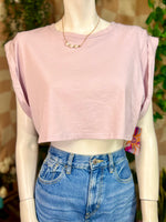 Purple Lulus Cropped Muscle Tee, S