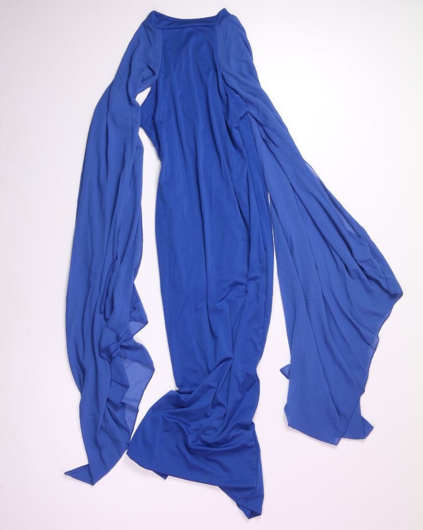 Blue Flowy Sleeve Maxi Dress, M