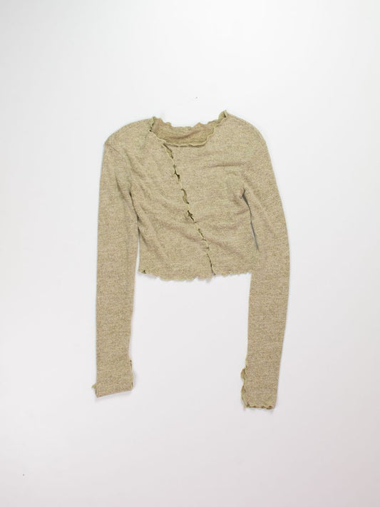 Green Shein Cropped Long Sleeve, S
