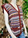 Red Multi Liz Claiborne Wool Sweater Vest, M