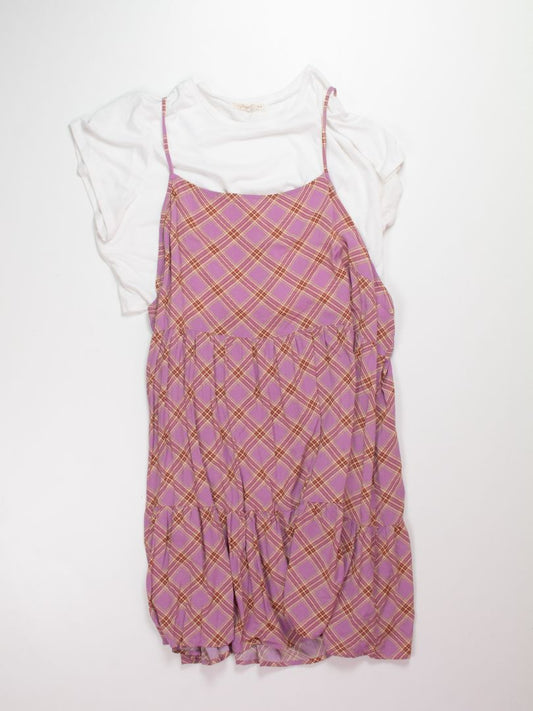 Pink/White Rewind Babydoll Dress, 3X