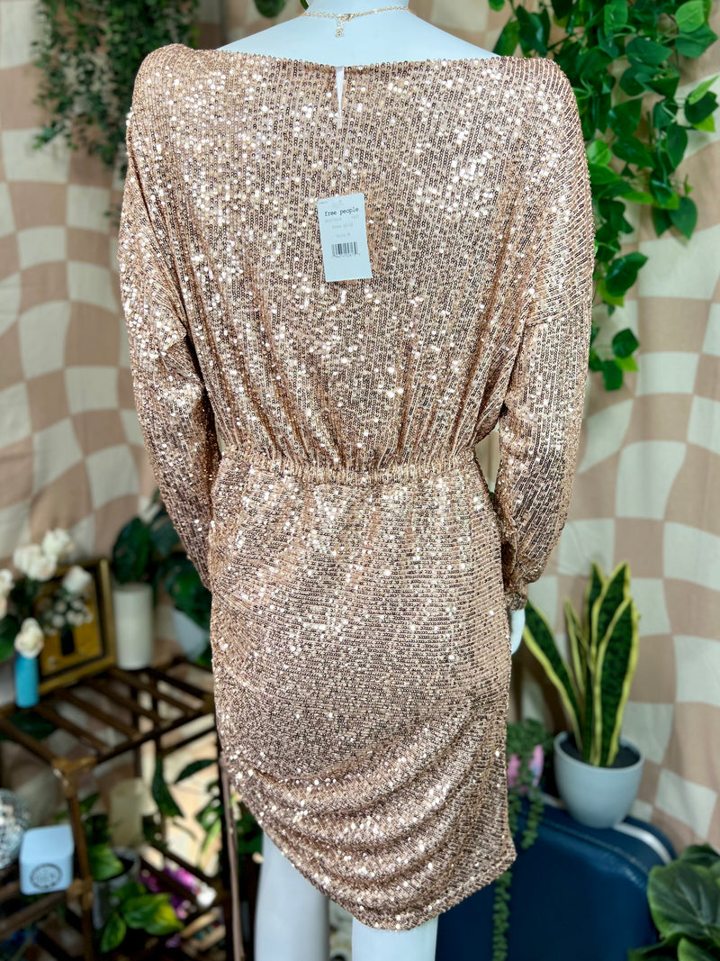 NWT Free People L/S Sequin Mini Dress, M