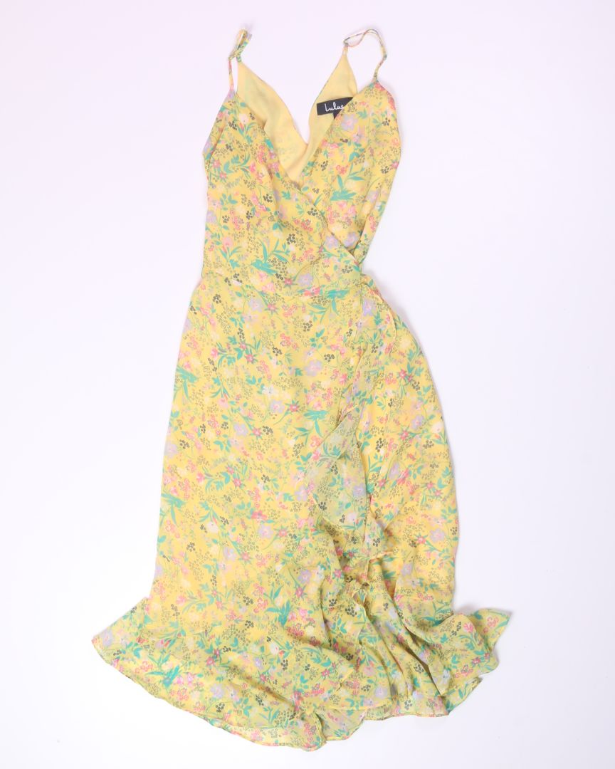 Yellow Lulus Wrap Dress, L