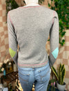 Gray/Multi Lauren Hansen 100% Cashmere Sweater, S