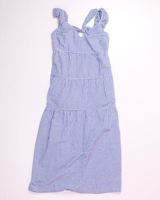 Blue/White Old Navy Gingham Tiered Dress, XS