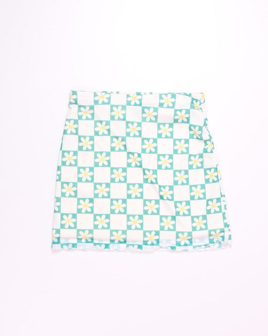 White/Green Shein Mini Skirt, S