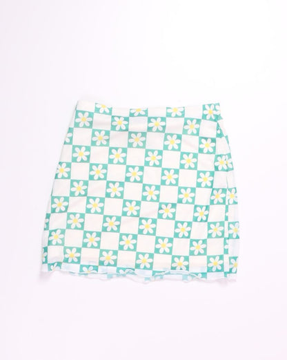 White/Green Shein Mini Skirt, S