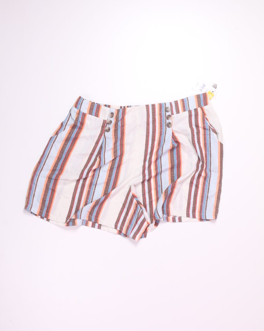 White Ophelia Roe Striped Shorts, 2X