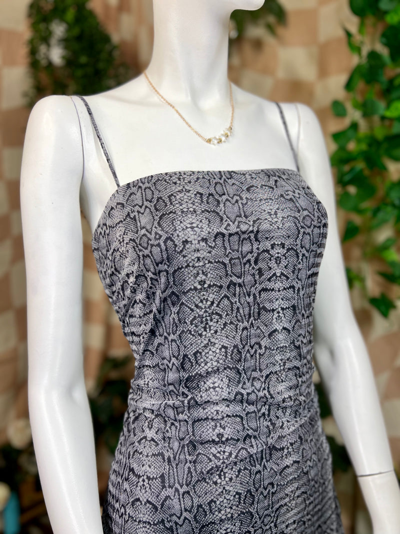 Gray Snakeskin Rex Lester Bodycon Mini Dress, 6