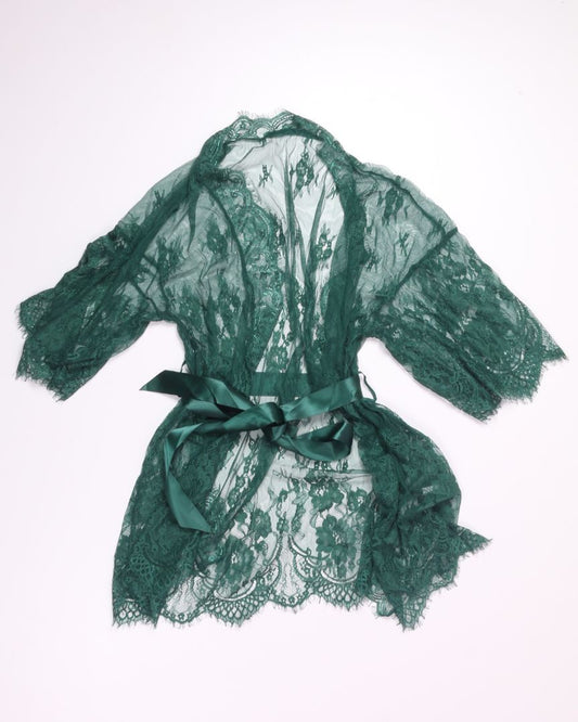 Green Avid Love Lace Robe, 1X