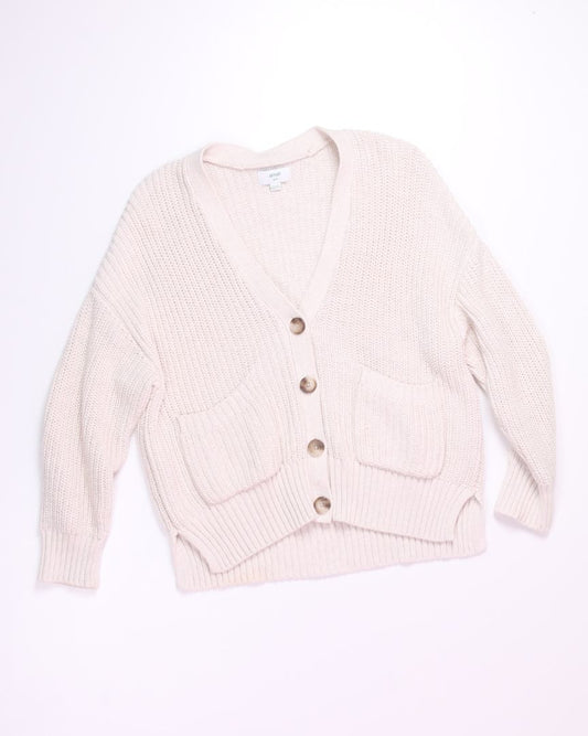 Cream Aerie Buttoned Sweater, M