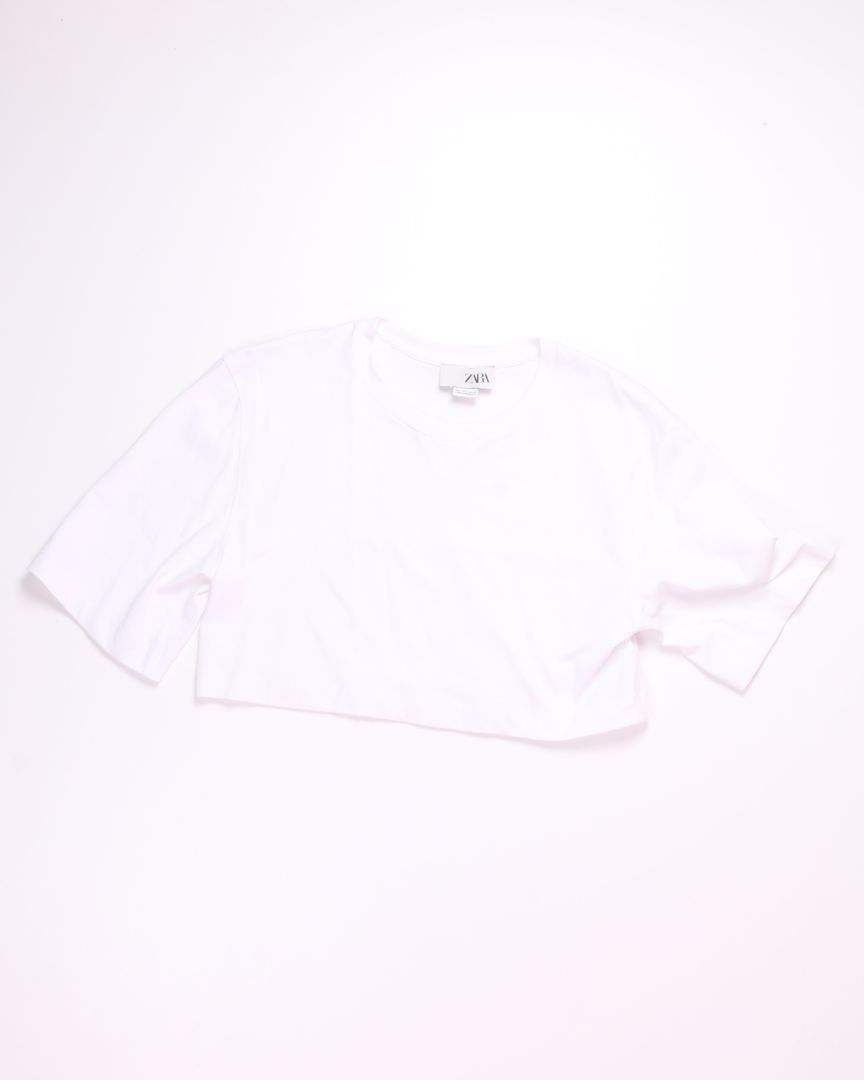 White Kaia x Zara Cropped Tee, L