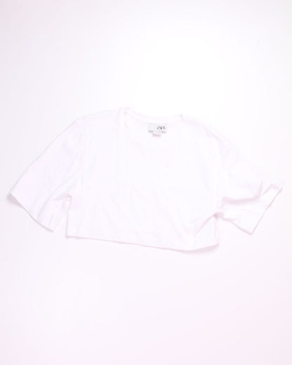 White Kaia x Zara Cropped Tee, L