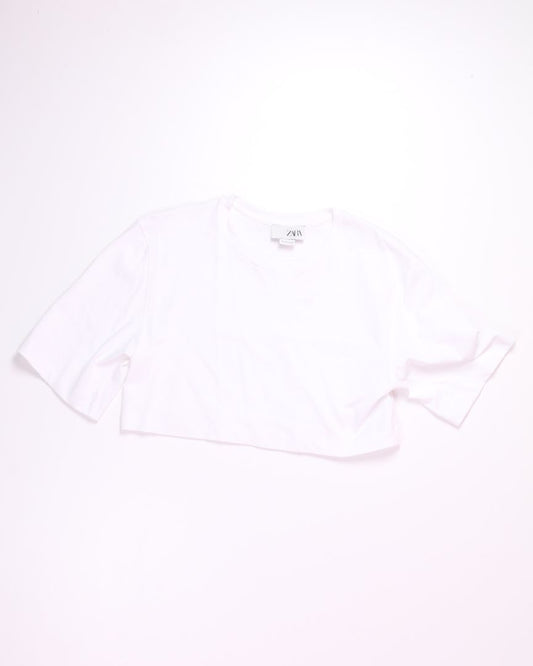 White Kaia x Zara Cropped Tee, L