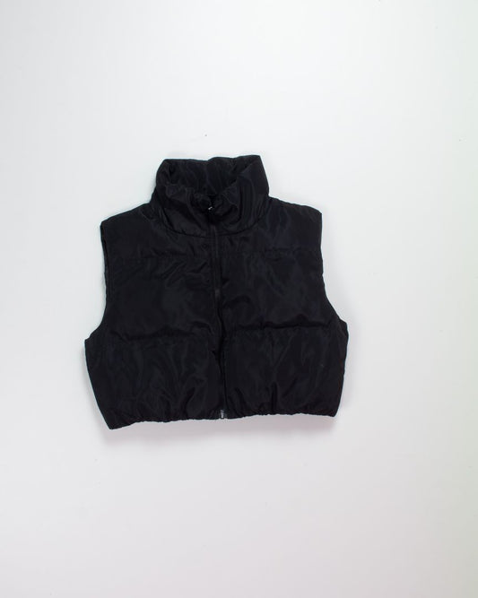 Black Shein Cropped Puffer Vest, M