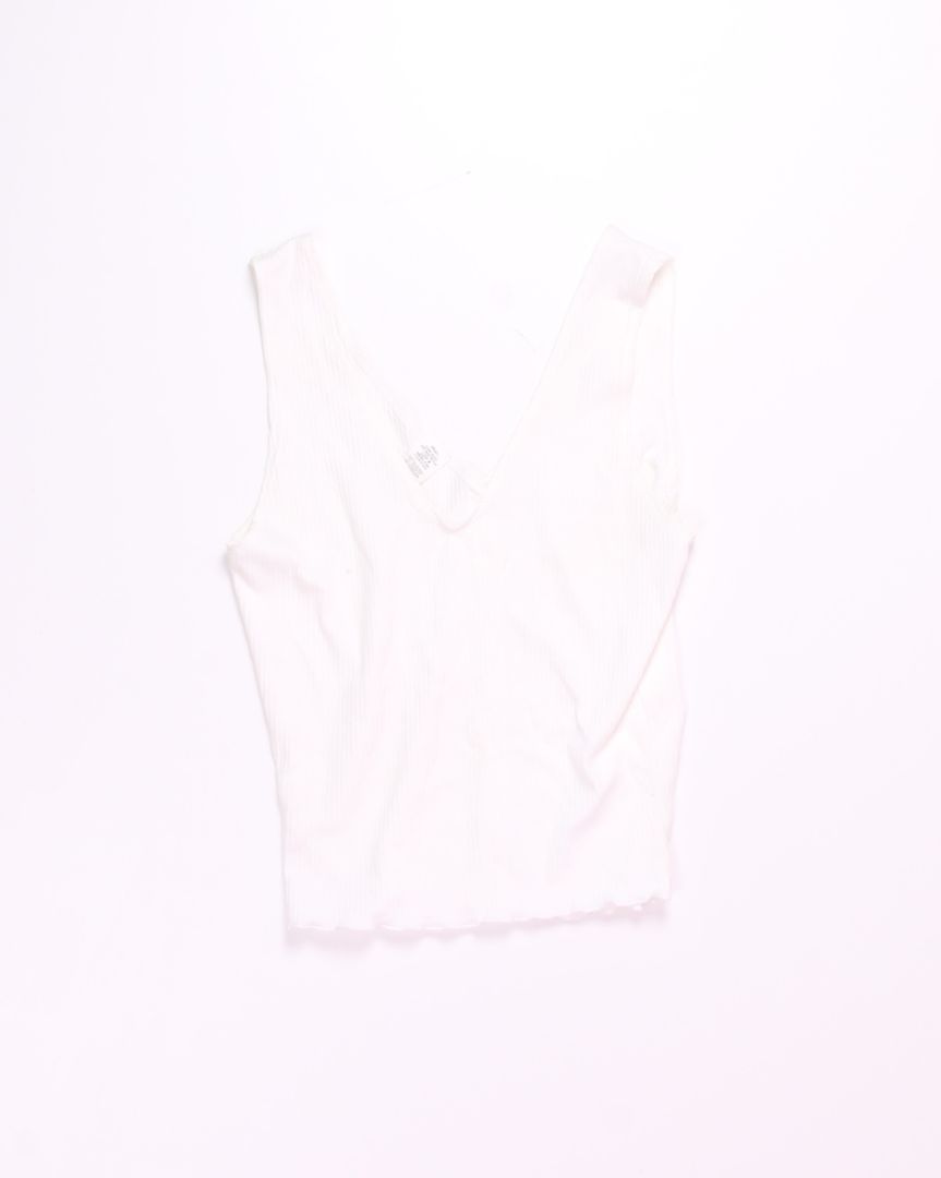 White Caution to the Wind Cropped Tank, L