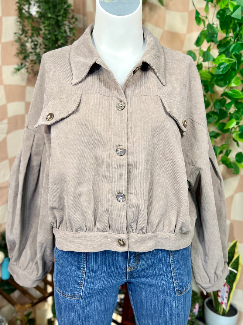 Gray Shein Corduroy Button Down, 3XL