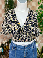 Black/Yellow Angie Cropped Blouse, XL