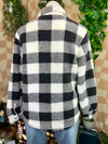 B&W Checkered Wallflower Shacket, 1X