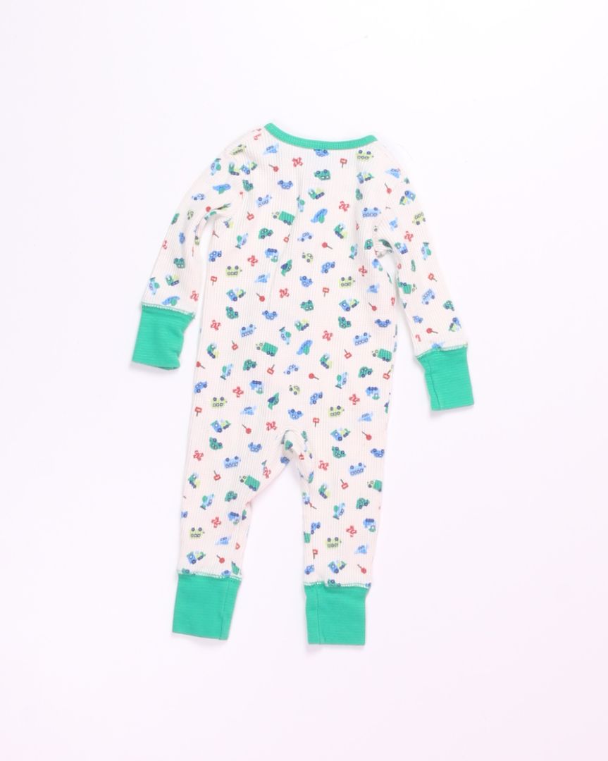 White/Green Fruit of the Loom Playsuit, 12M