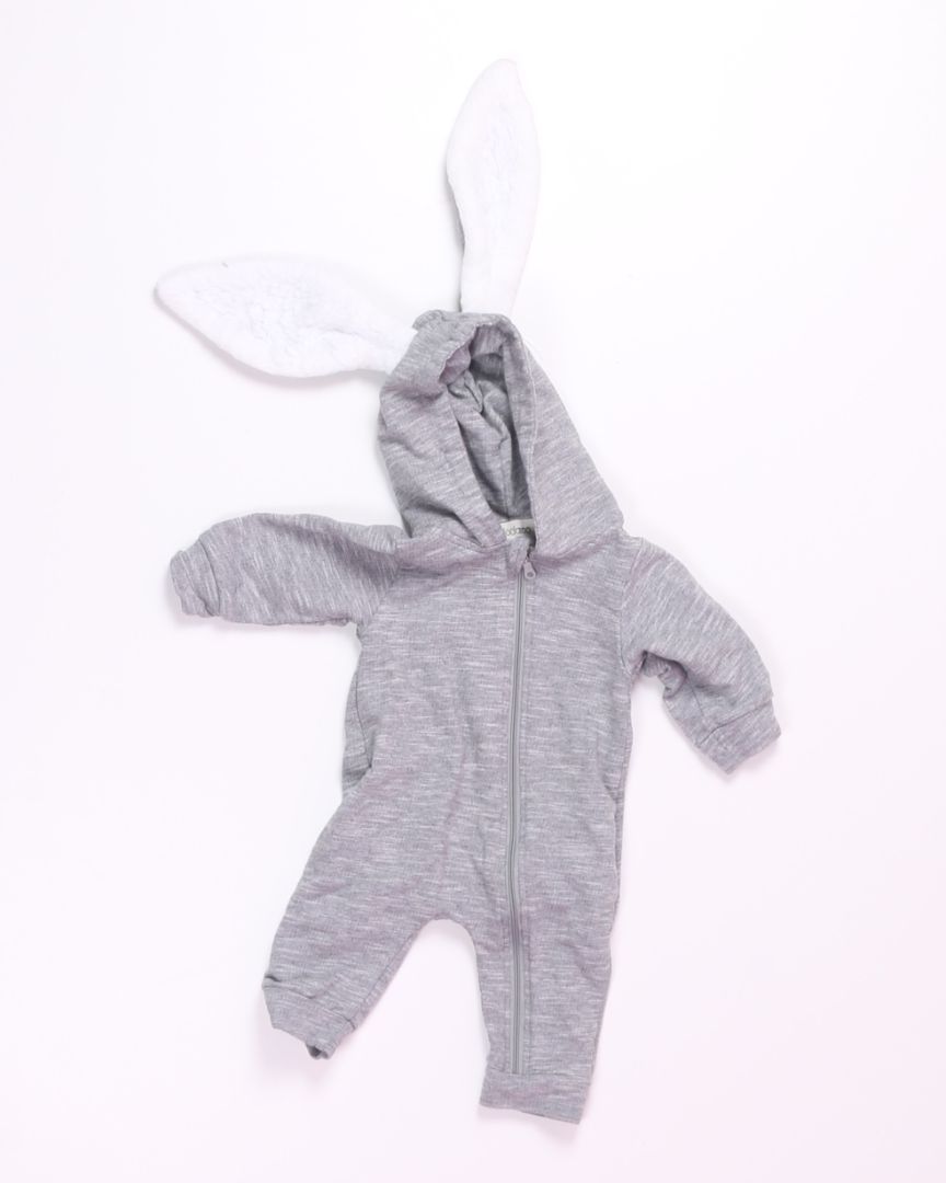 Gray Modaioo Bunny Playsuit, 3-6M