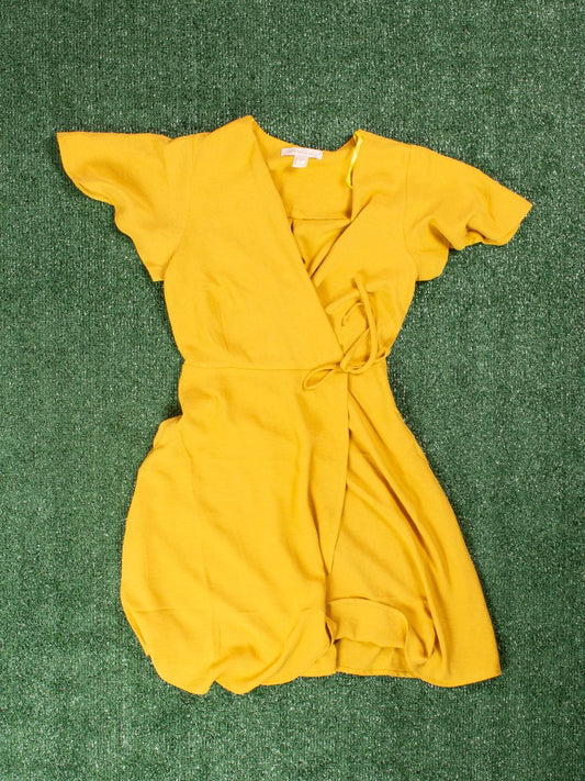 Yellow Monteau Wrap Dress, S