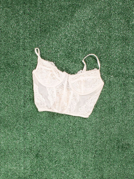 White Full Tilt Corset Tank, XS