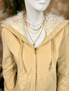 Tan Free People Zip Up, L