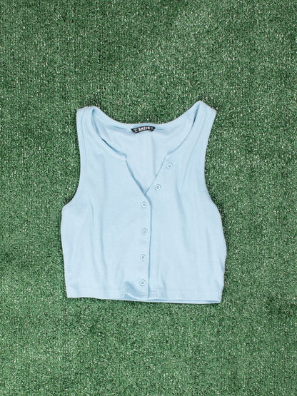 Blue Shein Buttoned Tank, S