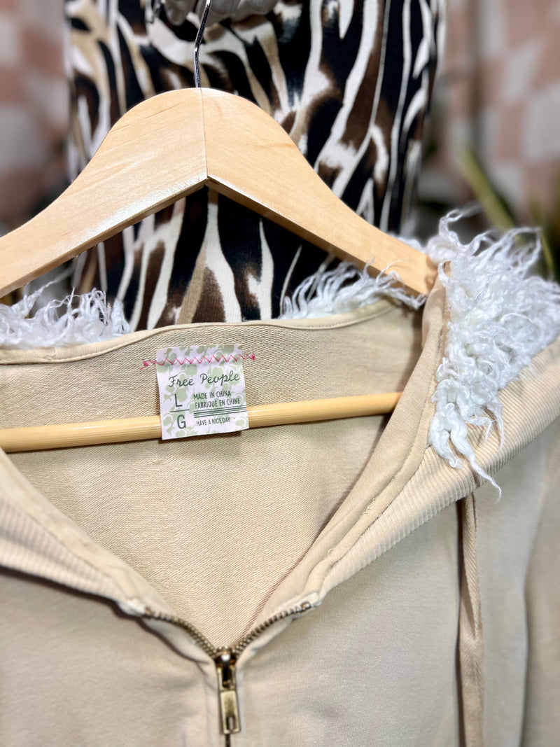 Tan Free People Zip Up, L