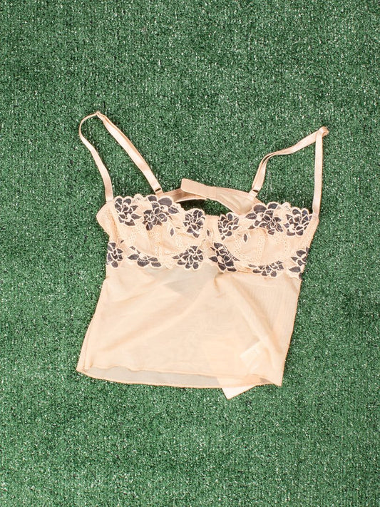 Tan Shein Lace Bralette, XS