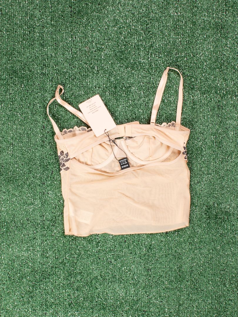 Tan Shein Lace Bralette, XS