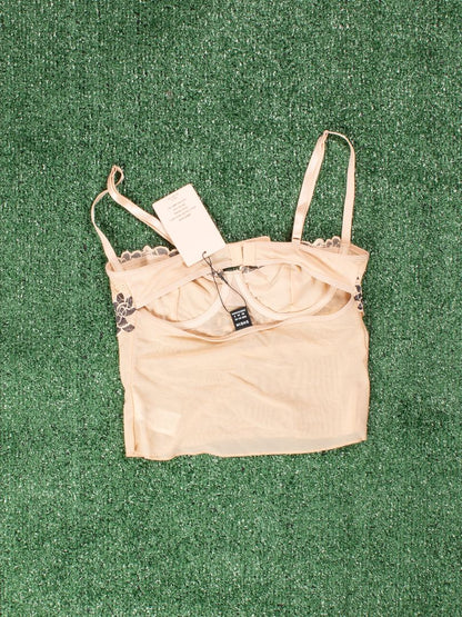 Tan Shein Lace Bralette, XS
