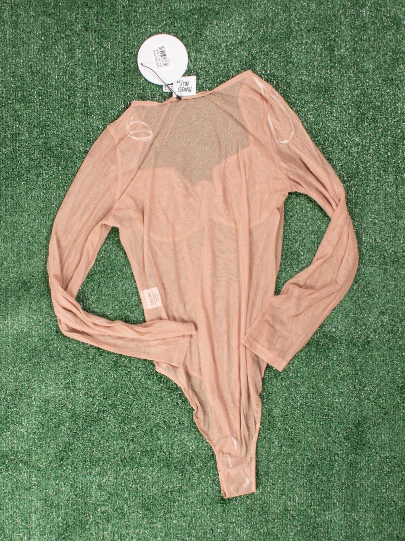Tan Princess Polly Corset Long Sleeve Bodysuit, 8