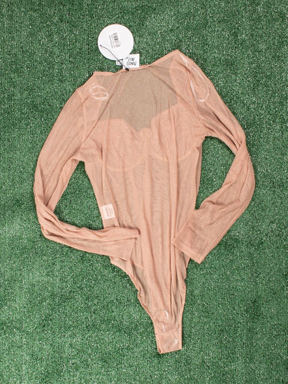 Tan Princess Polly Corset Long Sleeve Bodysuit, 8