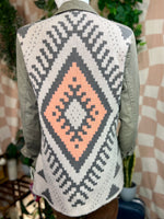 Green/Pink Blu Pepper Sweater Cargo jacket, M