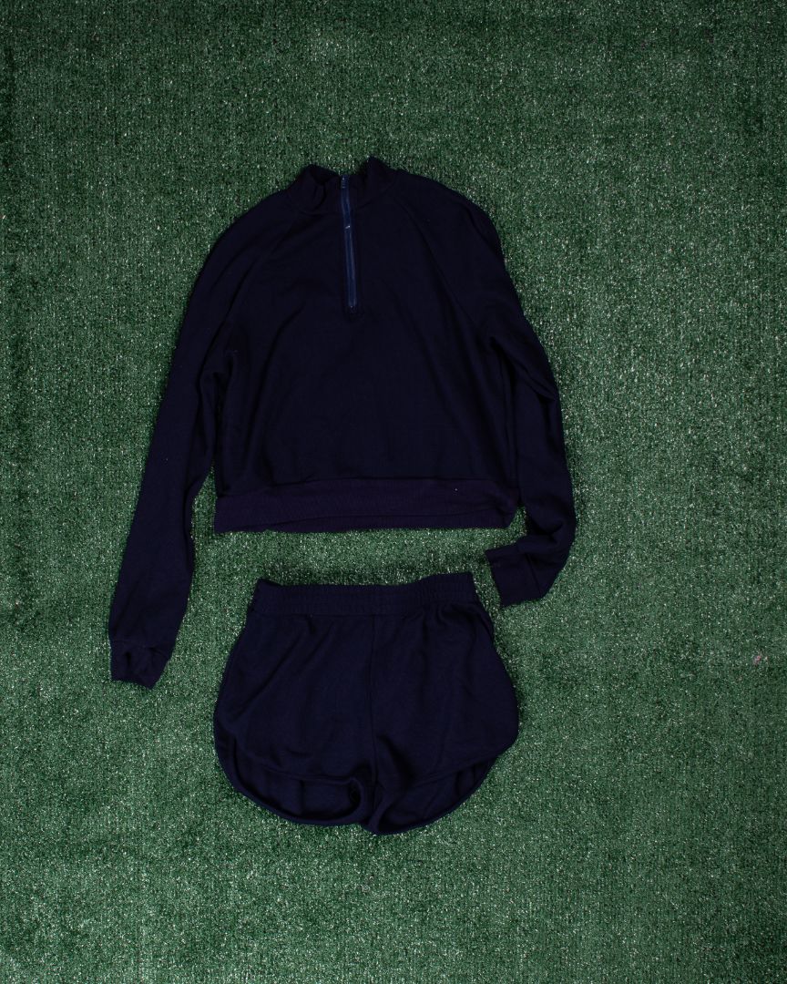 Blue Shein Quarter Zip + Shorts Set, XS