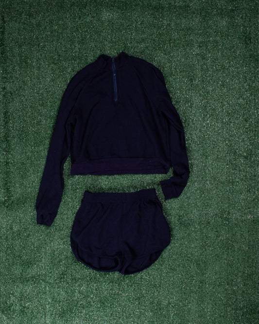 Blue Shein Quarter Zip + Shorts Set, XS