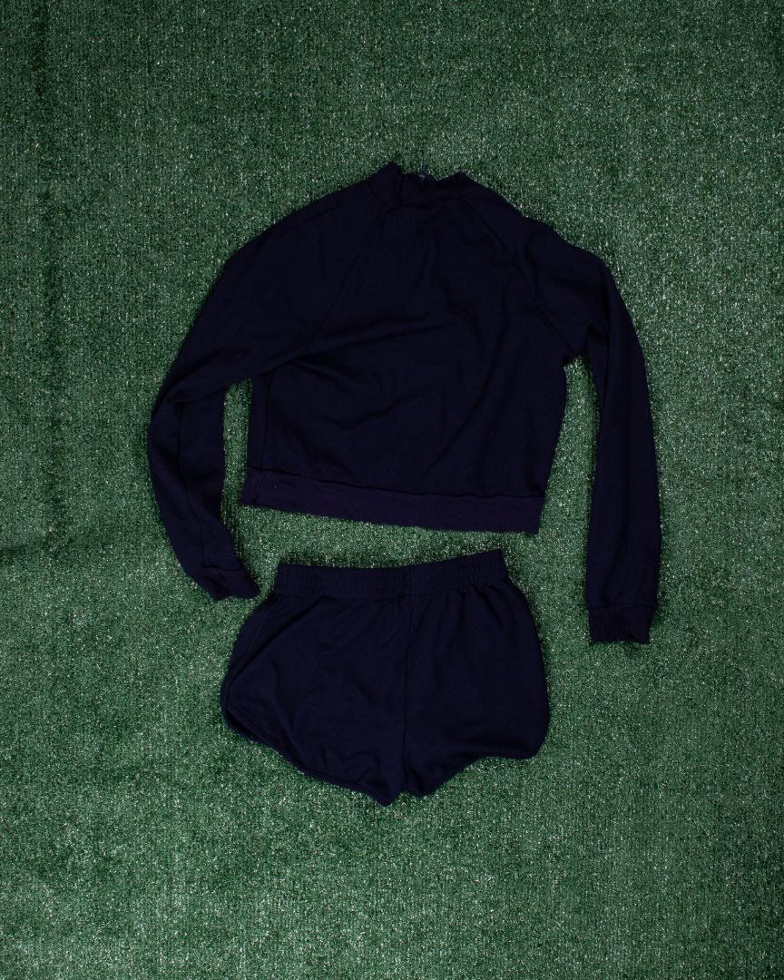 Blue Shein Quarter Zip + Shorts Set, XS