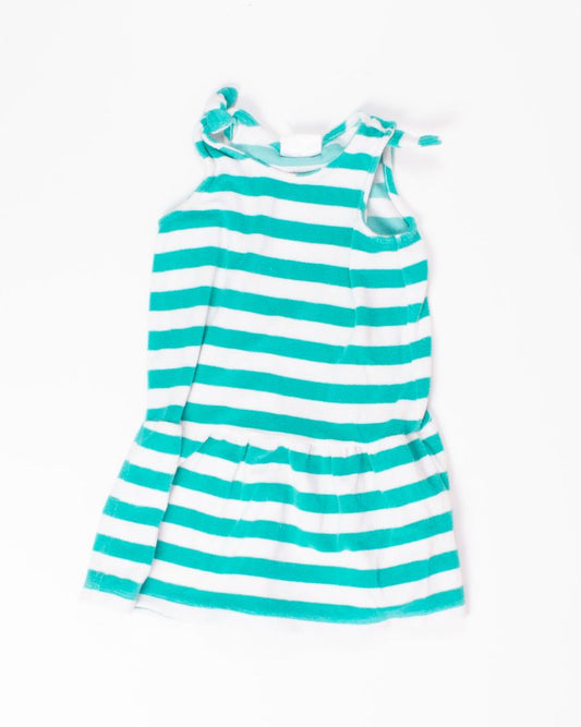 Teal/White Hanna Andersson Dress, 4T