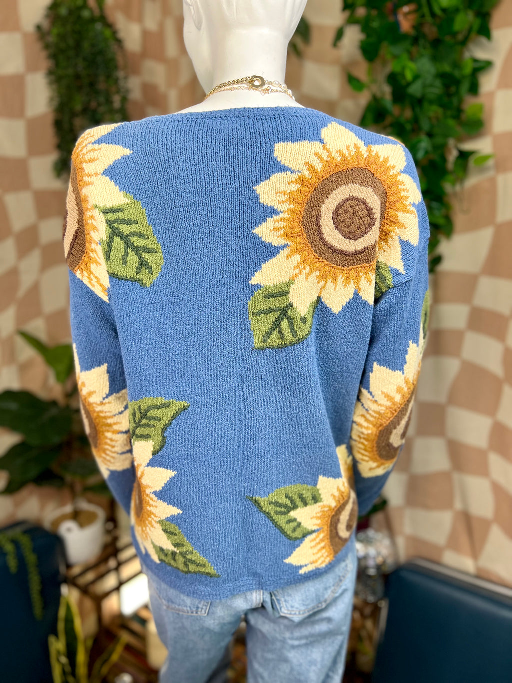 Blue Sunflower Talbots Buttoned Sweater, M