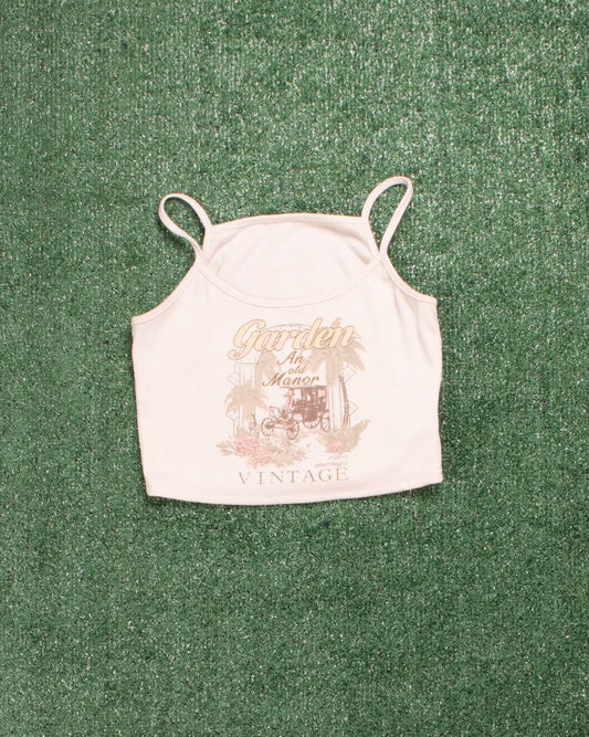 Cream Dazy Crop Tank, S