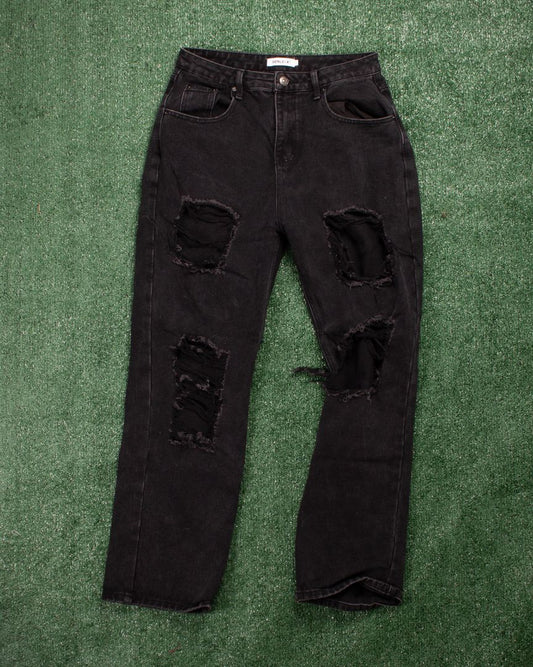 Black Genleck Wide Leg Jeans, L