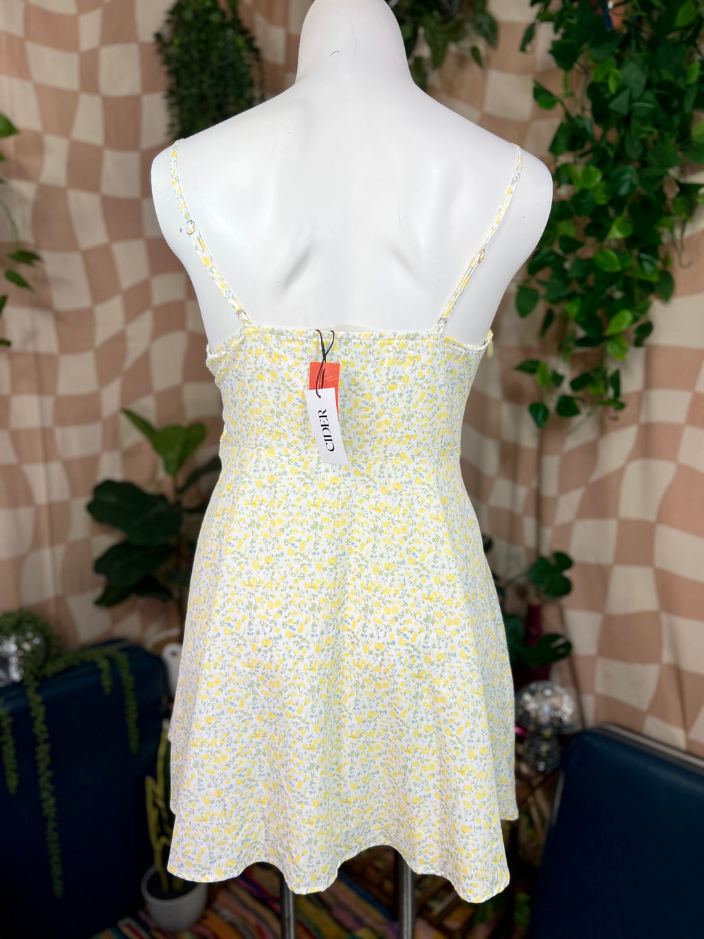 NWT Yellow Floral Print Cider Cami Dress, XL