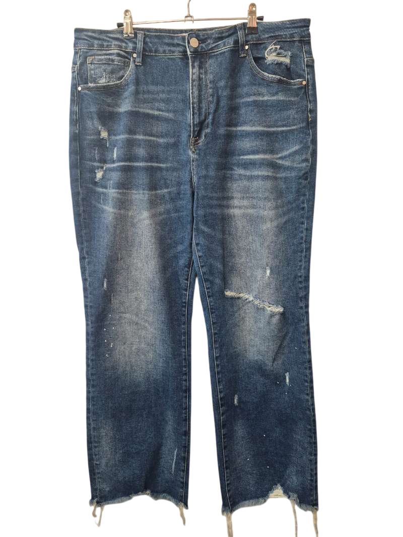 Risen Jeans Distressed Straight-Leg Jeans