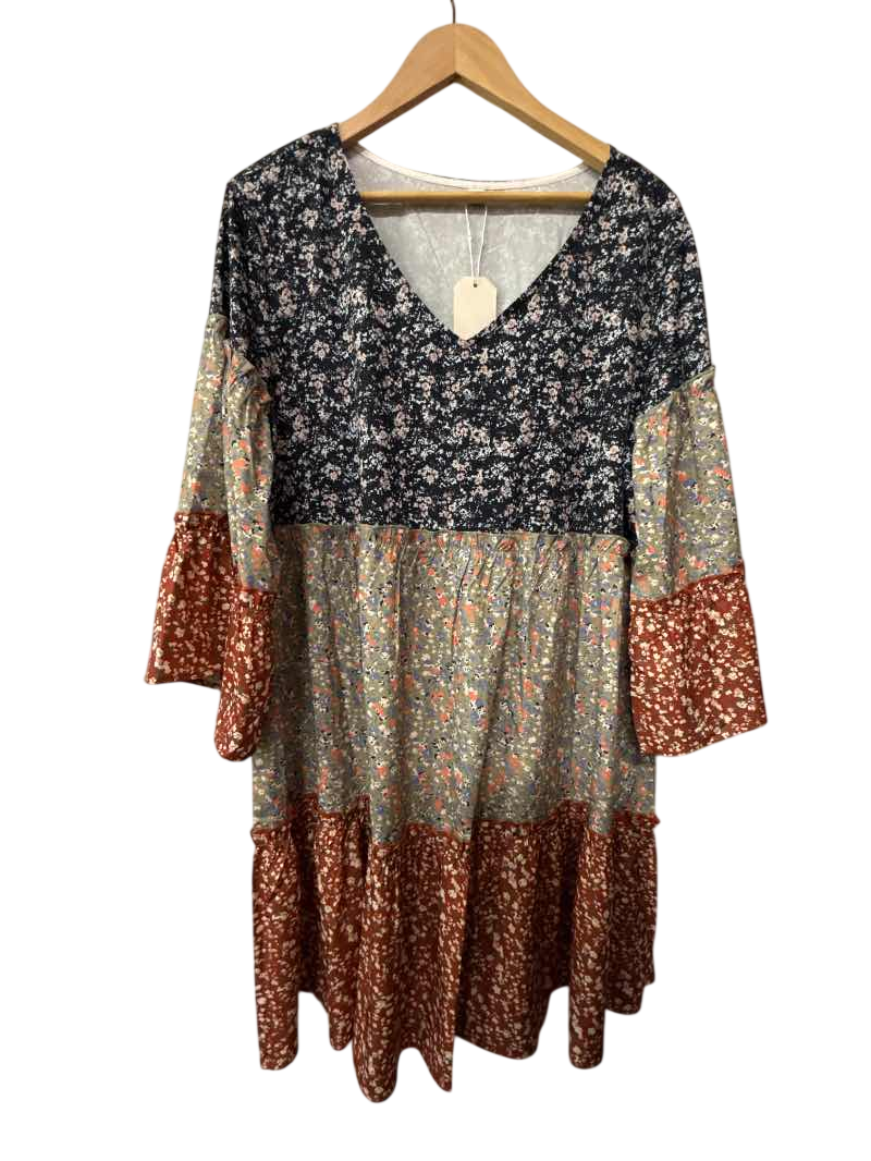 Patchwork Floral Dress Dresses